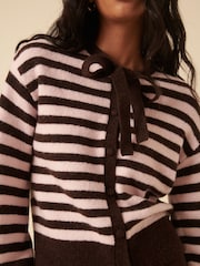 Nobodys Child Pink Neck Tie Stripe Cardigan - Image 4 of 4