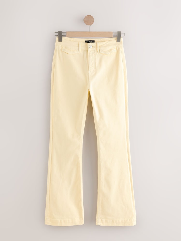 Lemon Yellow Double Button Flared Jeans - Image 1 of 3
