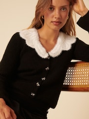 Nobodys Child Black Eyelash Crochet Collar Cardigan - Image 4 of 5