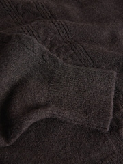 The Set Chocolate Brown/Navy Blue 2 Pack High Neck Cable Jumpers - Image 6 of 6