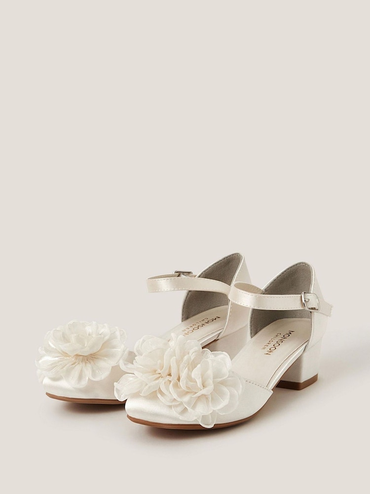Monsoon Natural Corsage Satin Two Part Heels - Image 1 of 2