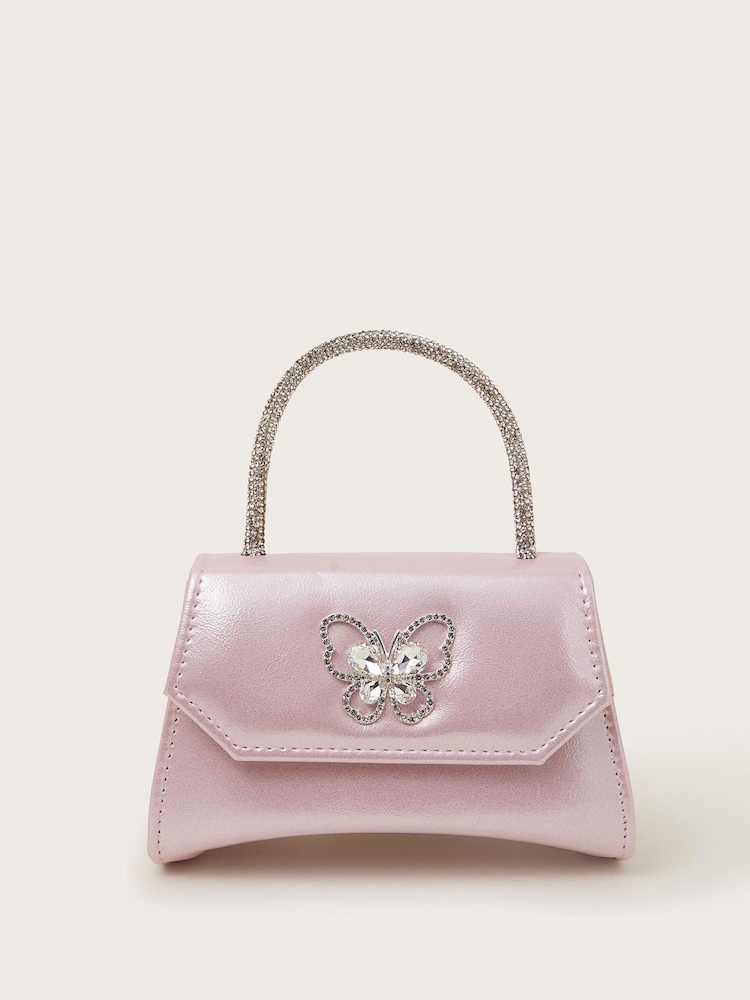 Monsoon Pink Butterfly Embellished Mini Bag - Image 1 of 4 Monsoon Pink Butterfly Embellished Mini Bag - Image 1 of 4