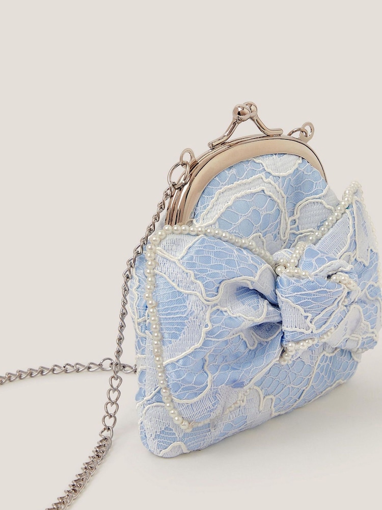 Monsoon Blue Lace Bow Bridesmaid Bag - Image 3 of 3