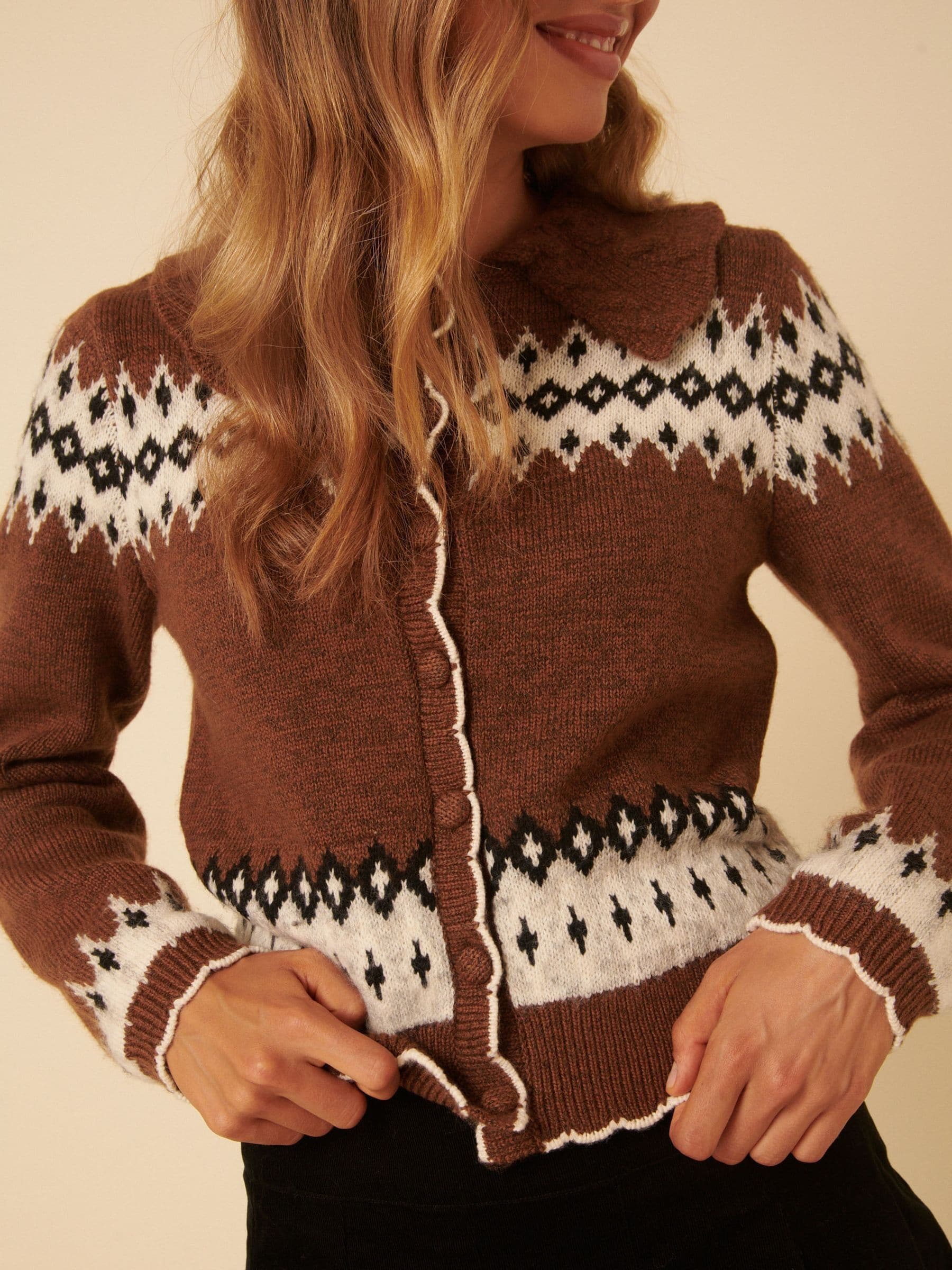 Buy Nobodys Child Brown Fair Isle Collared Cardigan from the Next