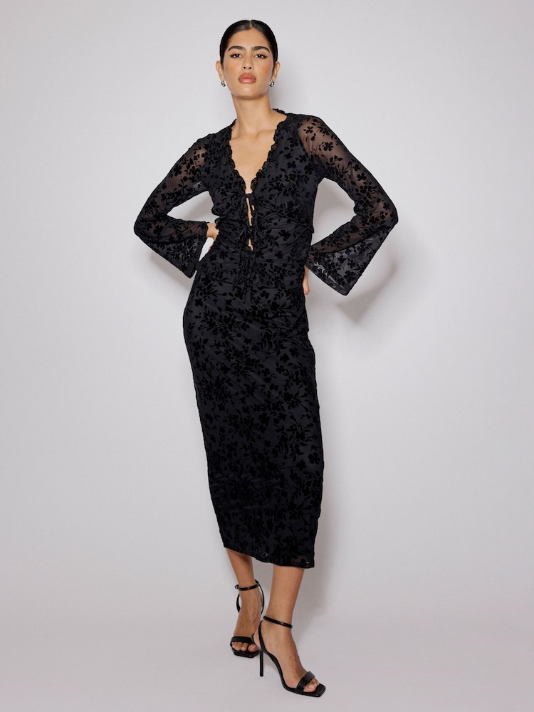 Nobodys Child Devore Tie Front Frill Top - Imagen 2 de 4