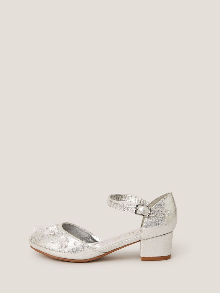 Monsoon Silver Applique Flower Two Part Heels - Image 1 of 3