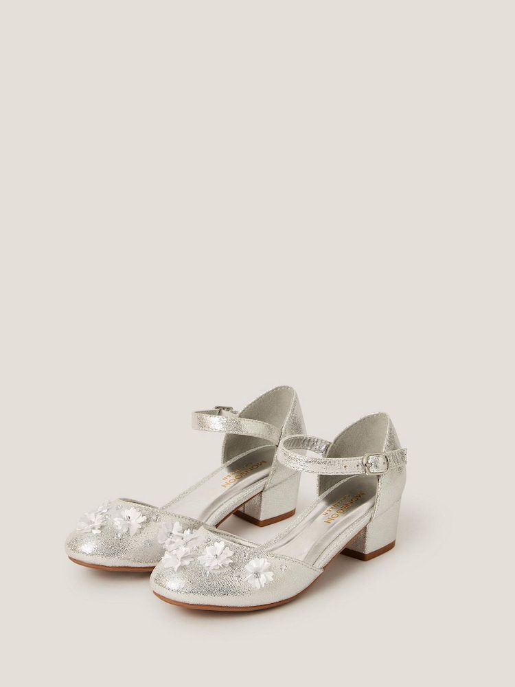 Monsoon Silver Applique Flower Two Part Heels - Image 2 of 3