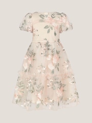 Monsoon Pink Azalea Puff Sleeve Embroidered Dress - Image 1 of 1