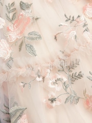 Monsoon Pink Azalea Puff Sleeve Embroidered Dress - Image 3 of 3