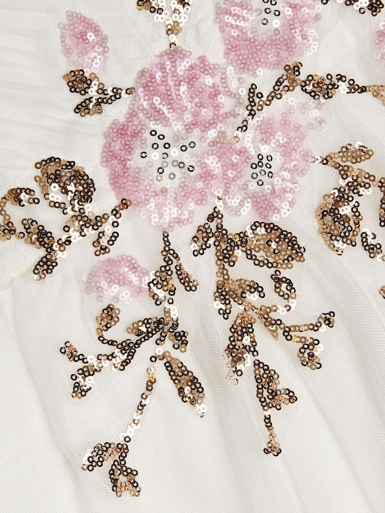 Monsoon Natural Kai Sequin Flower Maxi Dress - Image 5 of 5