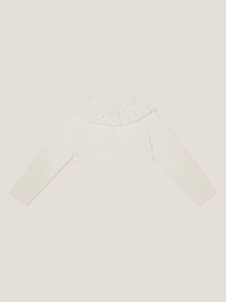 Monsoon Natural Oversized Diamante Collar 100% Cotton Cardigan - Image 2 of 3