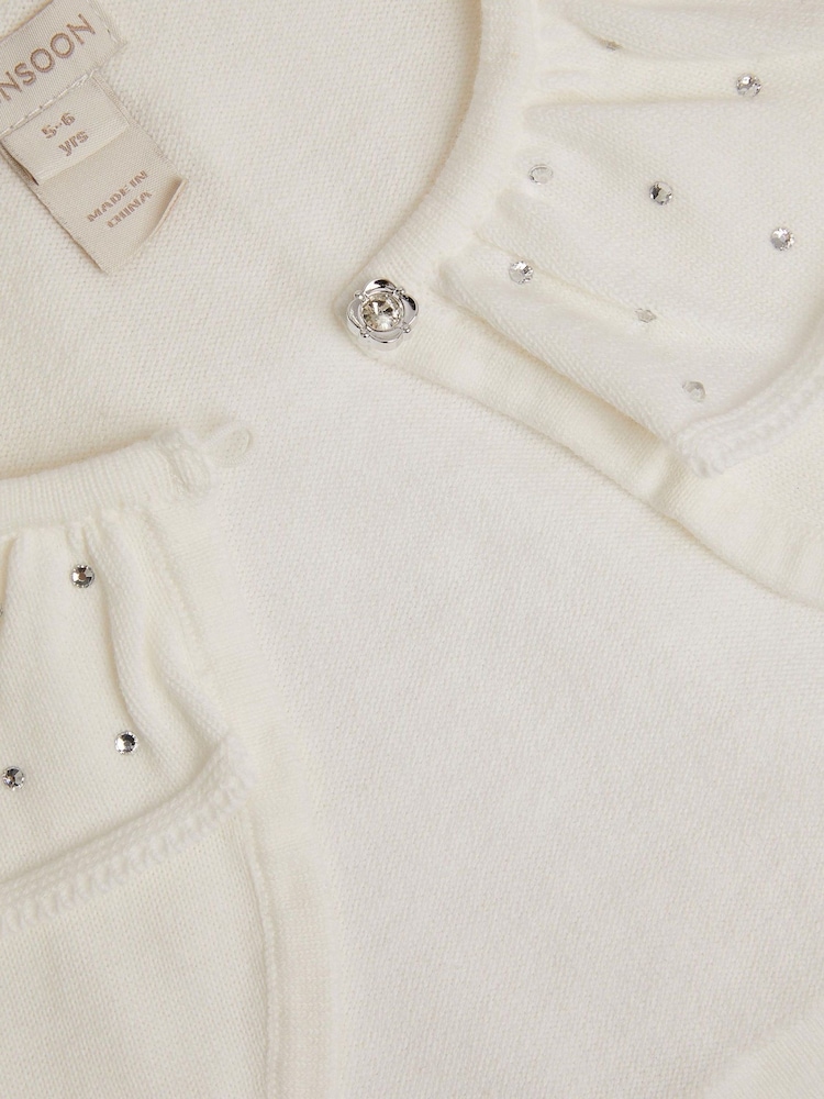 Monsoon Natural Oversized Diamante Collar 100% Cotton Cardigan - Image 3 of 3