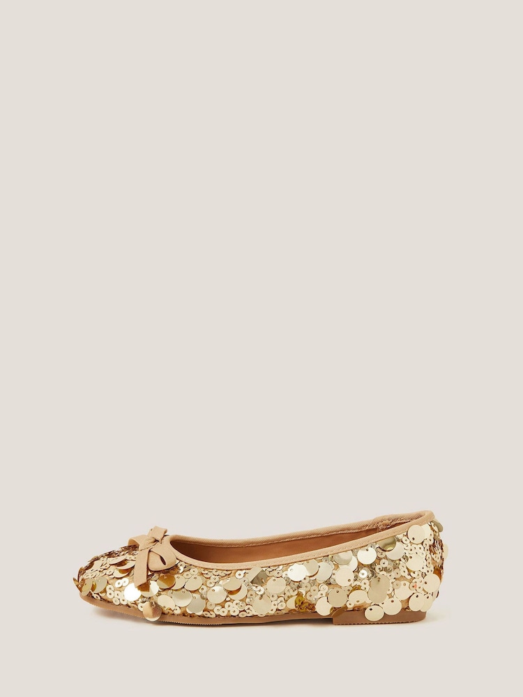 Monsoon Gold Sequin Ballet Flats - Image 1 of 3
