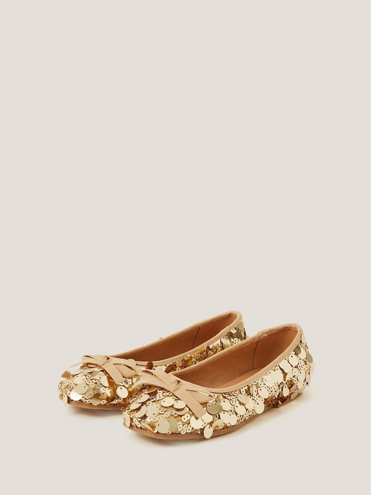 Monsoon Gold Sequin Ballet Flats - Image 3 of 3
