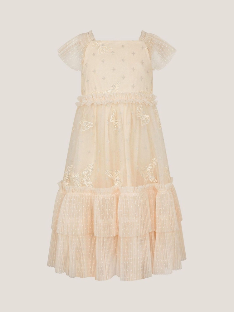 Monsoon Cream Anina Butterfly Ruffle Party Dress - Image 1 of 3