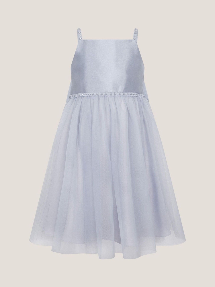 Monsoon Blue Pearl Embellished Bow Dress - Image 1 of 4