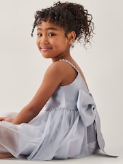 Monsoon Blue Pearl Embellished Bow Dress - Image 4 of 4