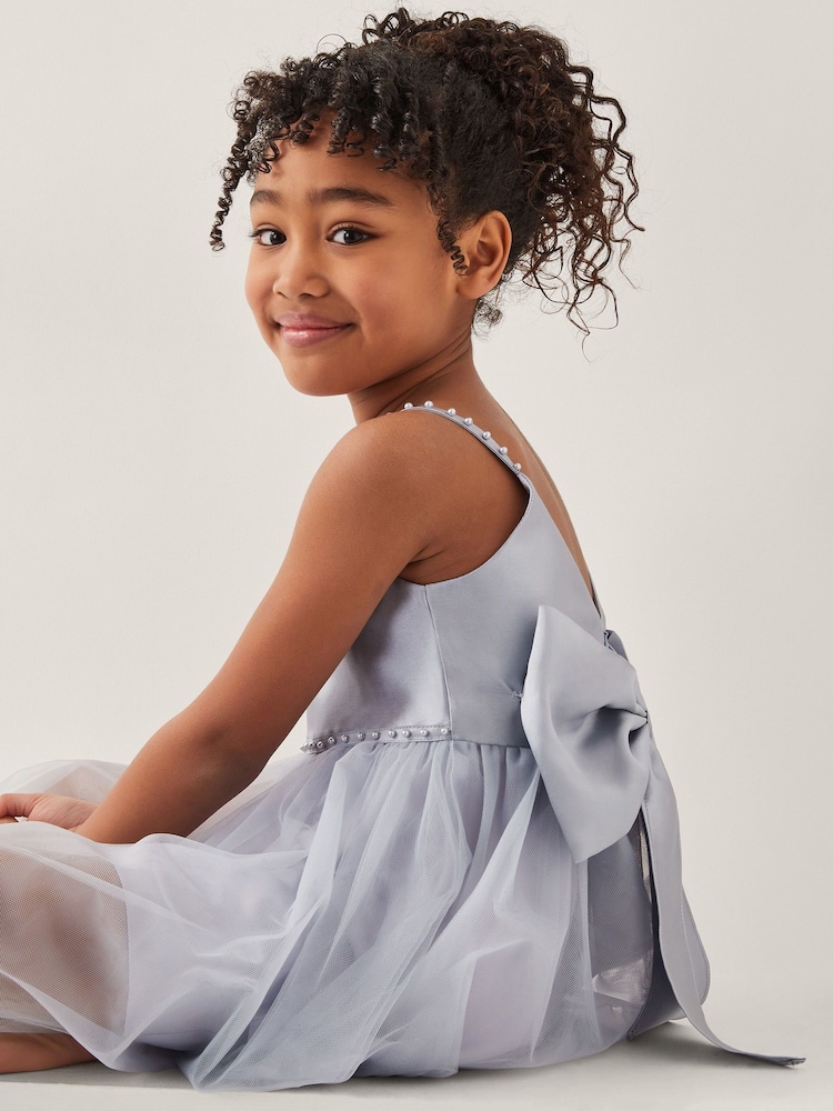 Monsoon Blue Pearl Embellished Bow Dress - Image 4 of 4