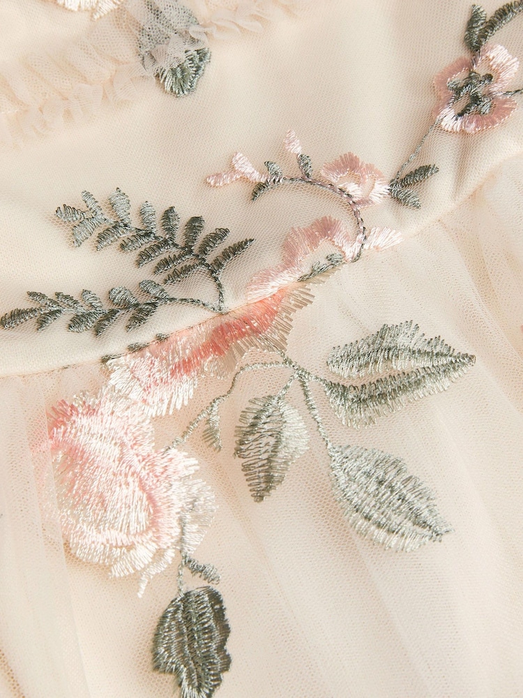 Monsoon White Baby Azalea Puff Sleeve Embroidered Dress - Image 3 of 3