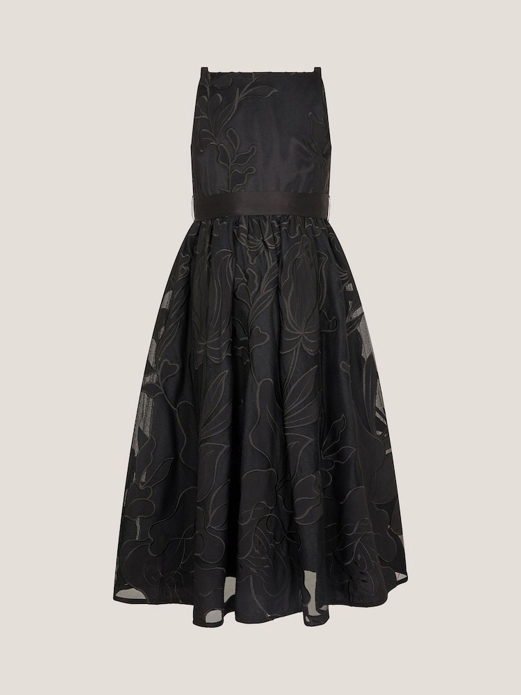 Monsoon Black Floral Embroidered Maxi Party Dress - Image 1 of 3