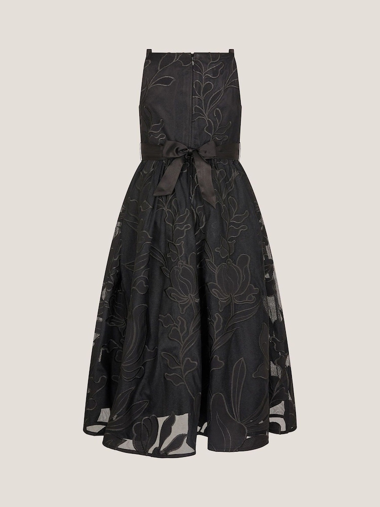 Monsoon Black Floral Embroidered Maxi Party Dress - Image 2 of 3
