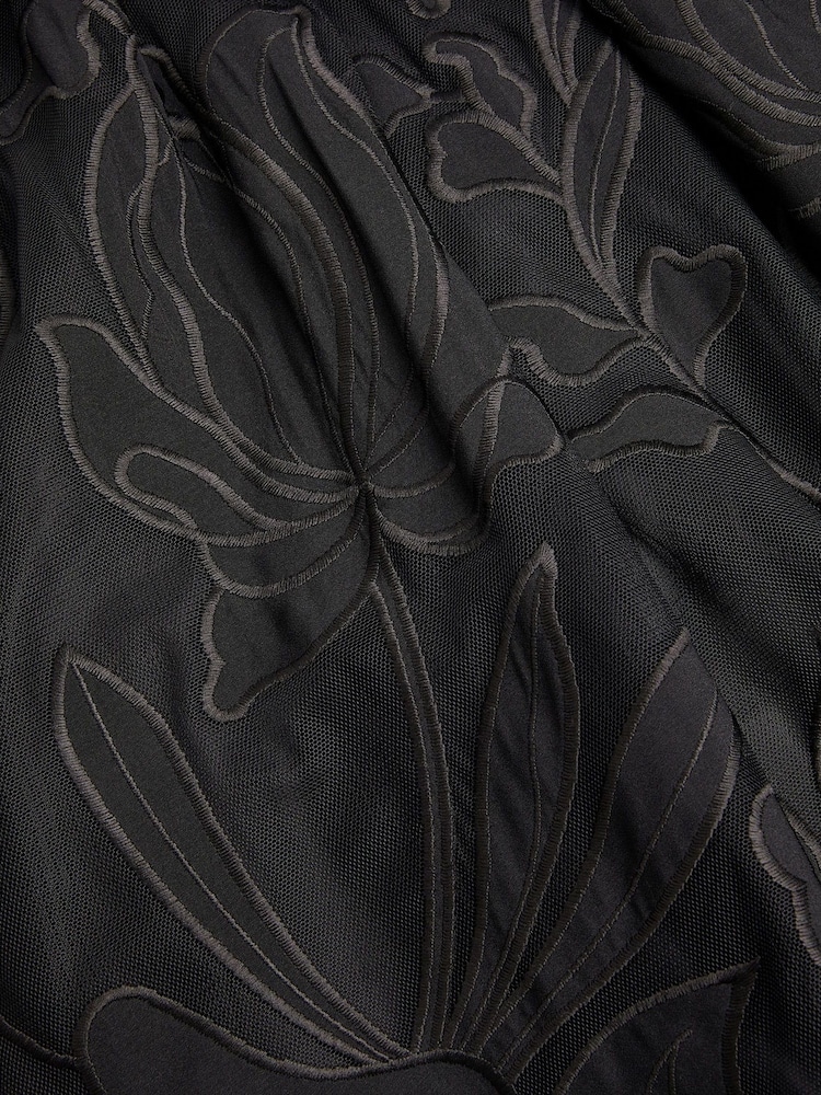 Monsoon Black Floral Embroidered Maxi Party Dress - Image 3 of 3