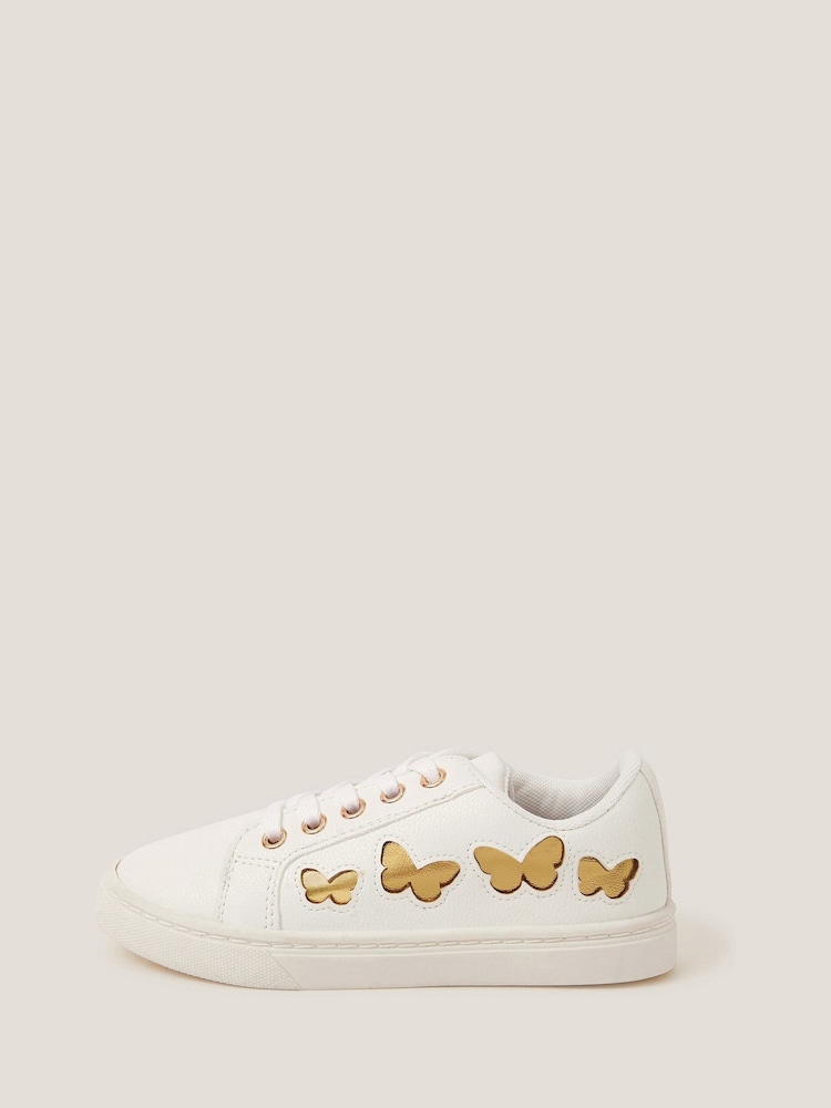 Monsoon Natural Butterfly Lace Up Trainers - Image 1 of 3