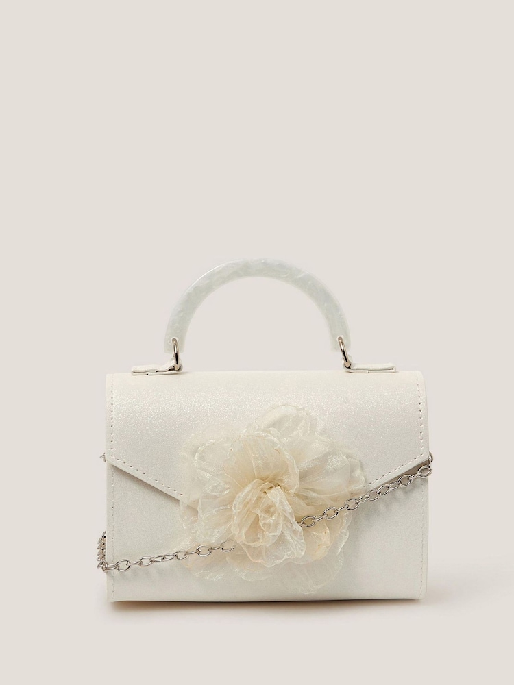Monsoon Natural Organza Flower Glitter Bag - Image 1 of 4