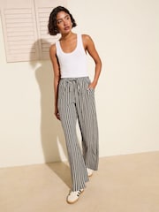 Friends Like These Navy Stripe Crinkle Jersey Wide Leg Trousers - Image 4 of 5