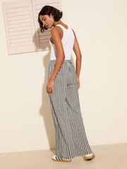 Friends Like These Navy Stripe Crinkle Jersey Wide Leg Trousers - Image 5 of 5
