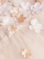 Monsoon Gold Baby Darcie 3D Flower Glitter Tulle Dress - Image 3 of 3