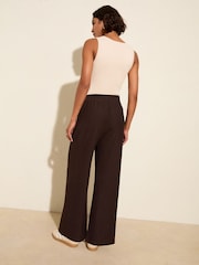 Friends Like These Brown Crinkle Jersey Wide Leg Trousers - Image 4 of 4