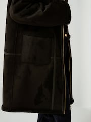 Emme Marella Pilade Shearling Zip Black Coat - Bild 6 von 6