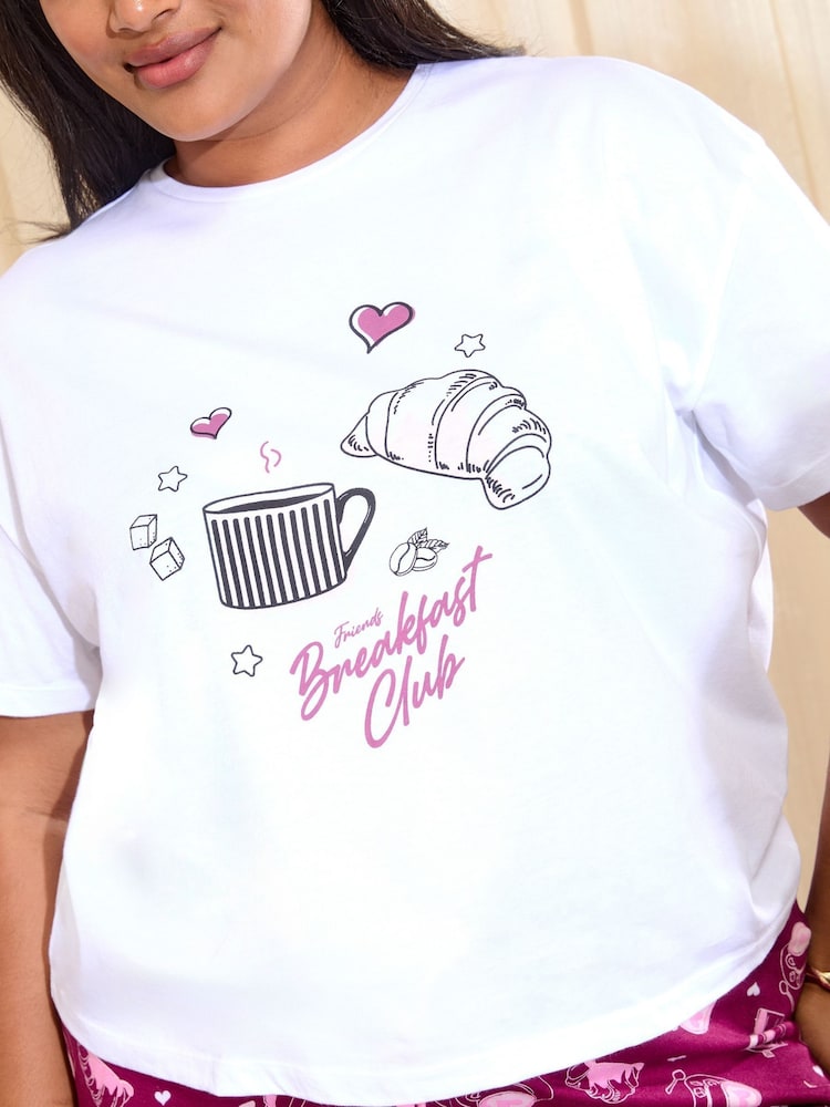Friends Like These Burgundy Red Curve Breakfast Club Nightwear Set - Image 2 of 4 Friends Like These Burgundy Red Curve Breakfast Club Nightwear Set - Image 2 of 4