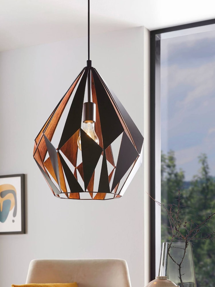 Eglo Black Copper Carlton 1 Geometric Pendant Light - Image 1 of 5