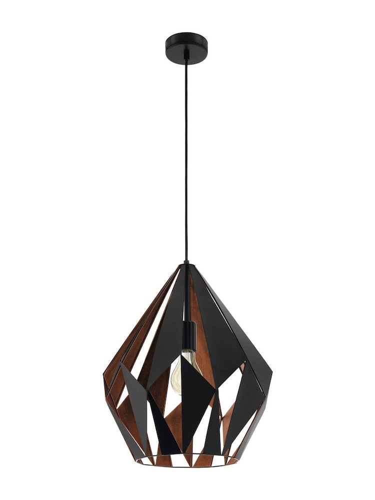 Eglo Black Copper Carlton 1 Geometric Pendant Light - Image 2 of 5