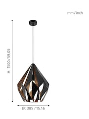 Eglo Black Copper Carlton 1 Geometric Pendant Light - Image 4 of 5