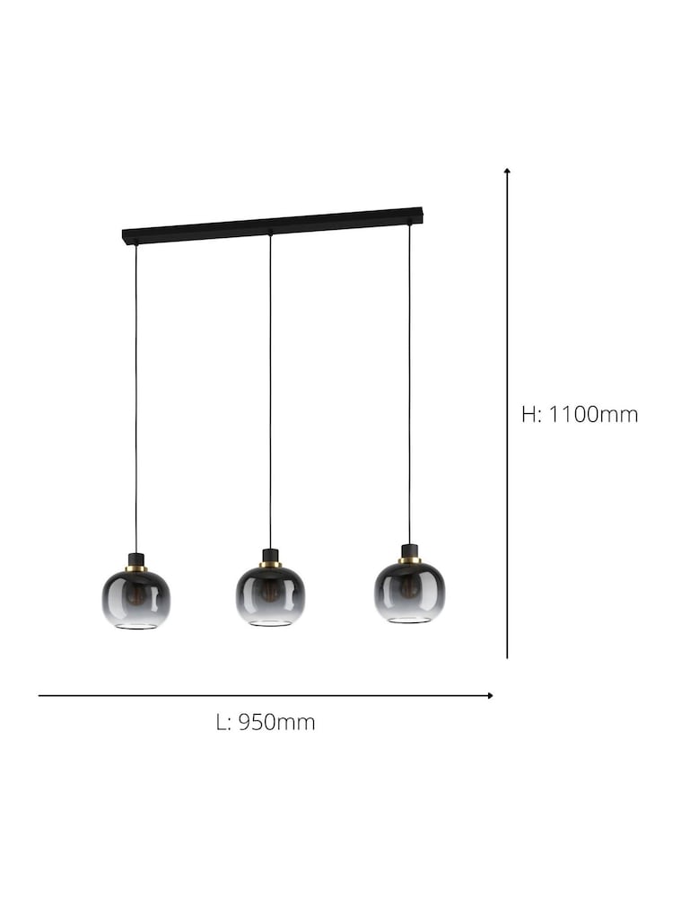Eglo Black Brass OILELLA Linear Glass Pendant Light - Image 4 of 4