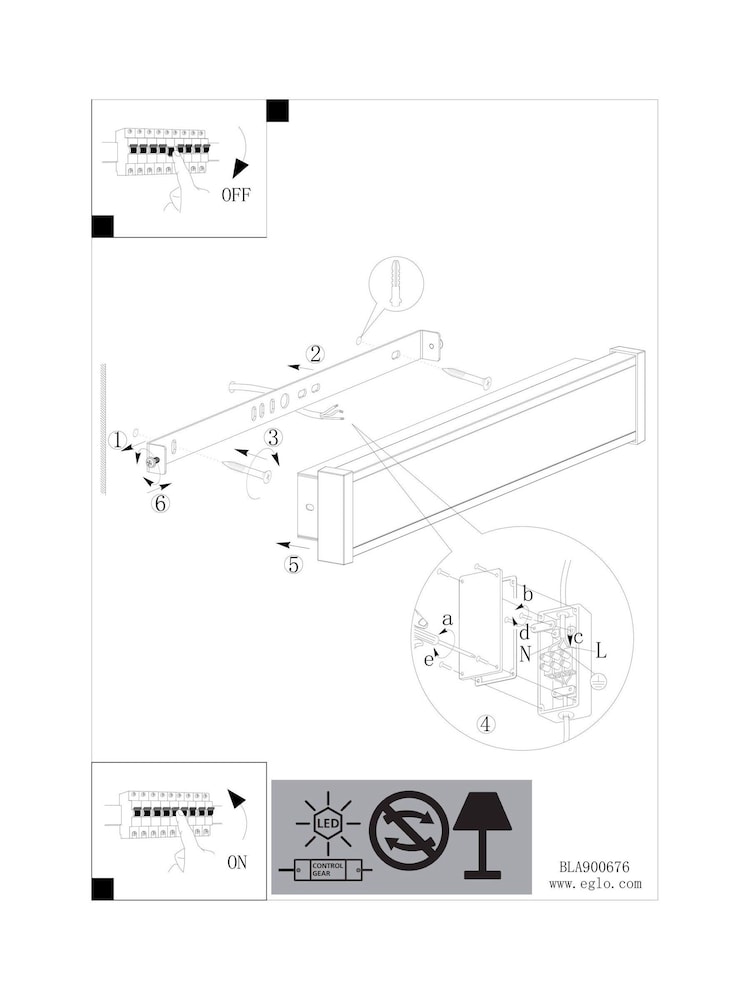 Eglo Black Neviano LED Wall Light - Image 5 of 5 Eglo Black Neviano LED Wall Light - Image 5 of 5