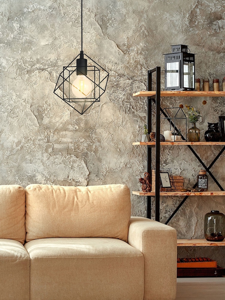 Eglo Black Straiton Steel Modern Geometric Pendant Light - Image 1 of 5