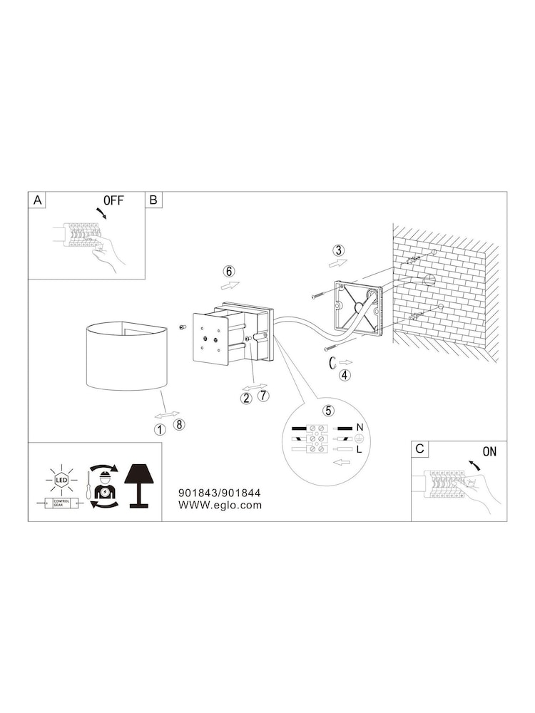 Eglo White CALPINO 3 Outdoor Wall Light - Image 5 of 5