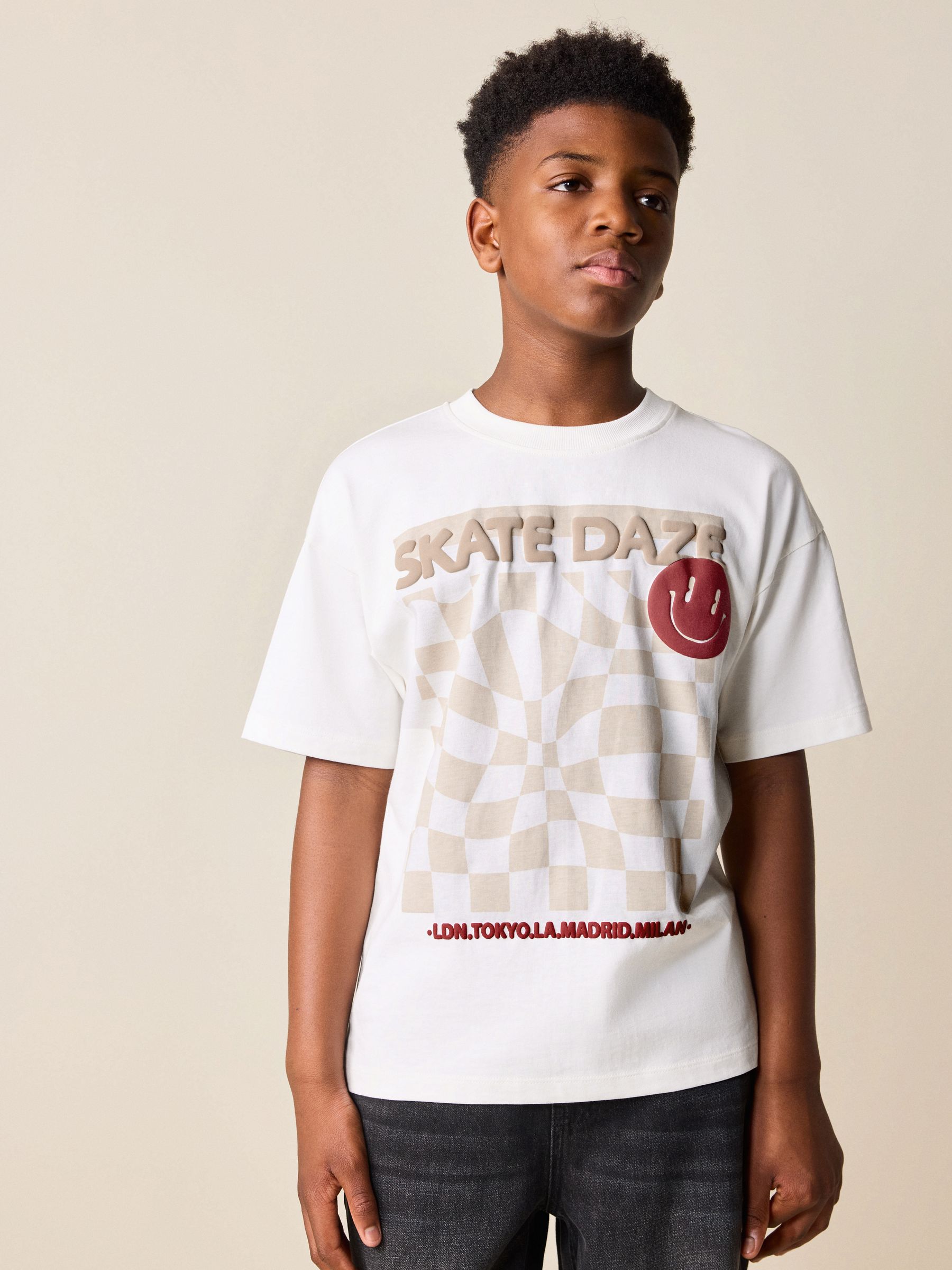 Buy Ecru Skate Short Sleeve Graphic T-Shirt (3-16yrs) from the