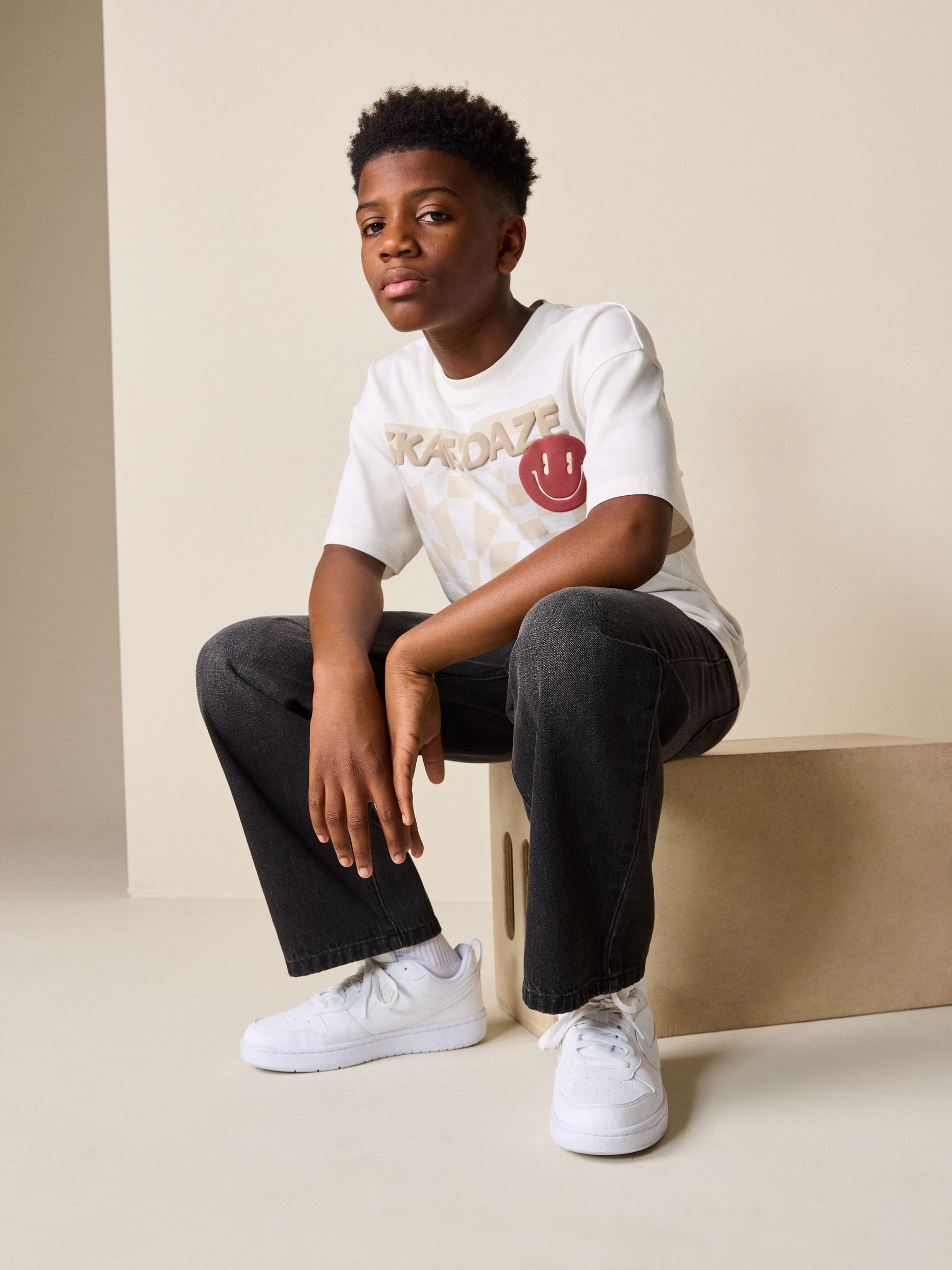 Buy Ecru Skate Short Sleeve Graphic T-Shirt (3-16yrs) from the