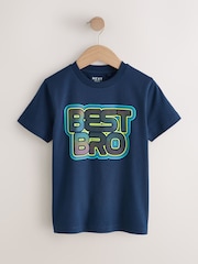 Navy Blue Best Bro Regular Fit Short Sleeve Graphic Print T-Shirt (3-16yrs) - Image 1 of 5