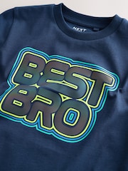 Navy Blue Best Bro Regular Fit Short Sleeve Graphic Print T-Shirt (3-16yrs) - Image 3 of 5