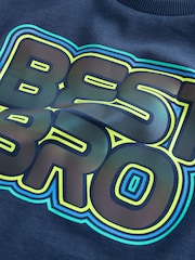 Navy Blue Best Bro Regular Fit Short Sleeve Graphic Print T-Shirt (3-16yrs) - Image 5 of 5