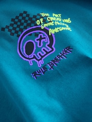 Green Graffiti Skull Relaxed Fit Short Sleeve Graphic T-Shirt (3-16yrs) - Image 4 of 5