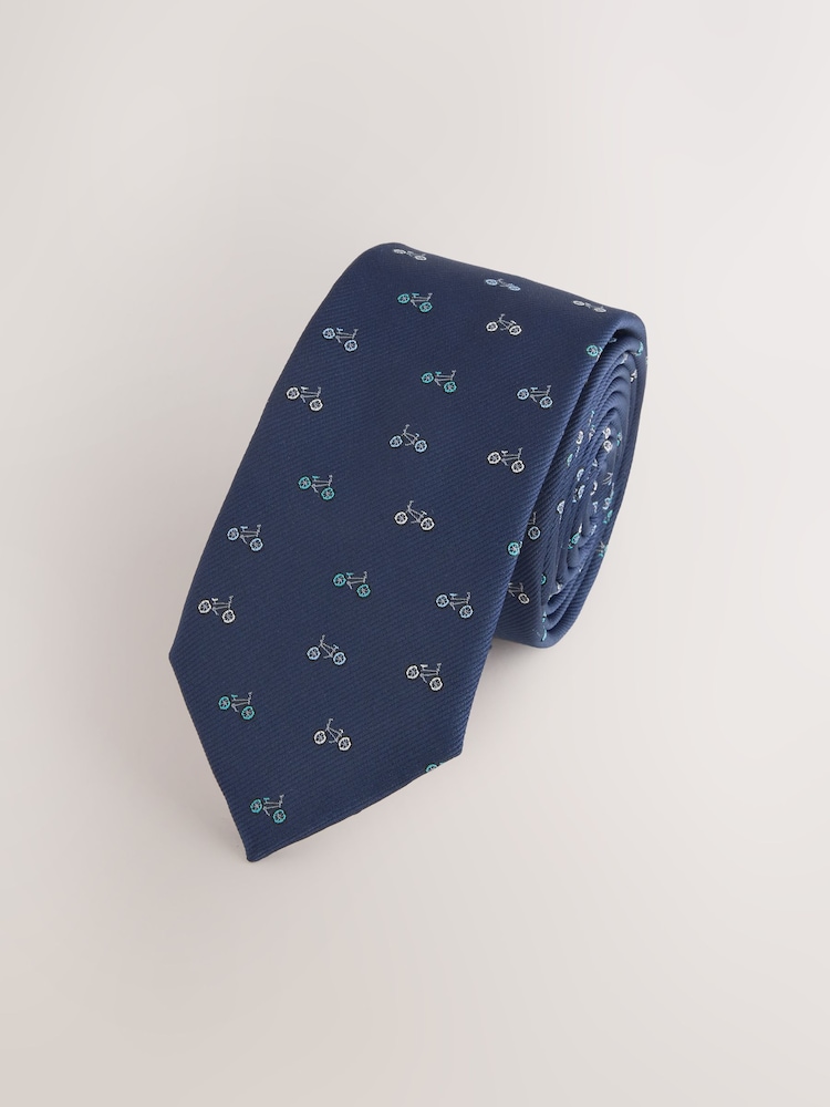 Navy Slim Pattern Tie - Image 1 of 3