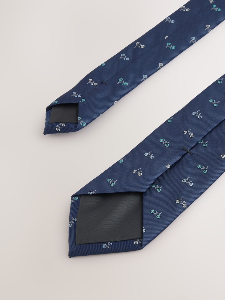 Navy Slim Pattern Tie - Image 3 of 3