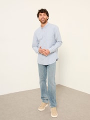 FatFace Blue Long Sleeve Oxford Stripe Shirt - Image 3 of 6